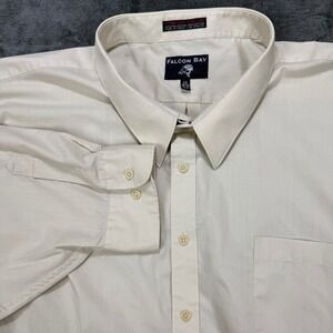Falcon Bay Dress Shirt Mens 22 Big Cream Long Sleeve Button Up Comfort Collar